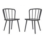 Pair Black Curved Back Chairs
