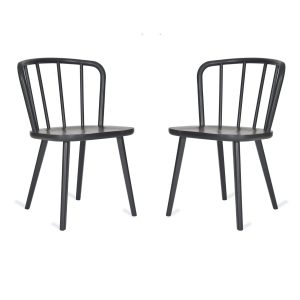 Pair Black Curved Back Chairs