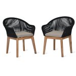 Pair Black Wooden Garden Chairs