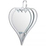 19723 Large Silver Heart Mirror Candle Sconce