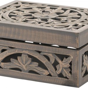 20608-a Ornate Grey Hand Carved Storage Box