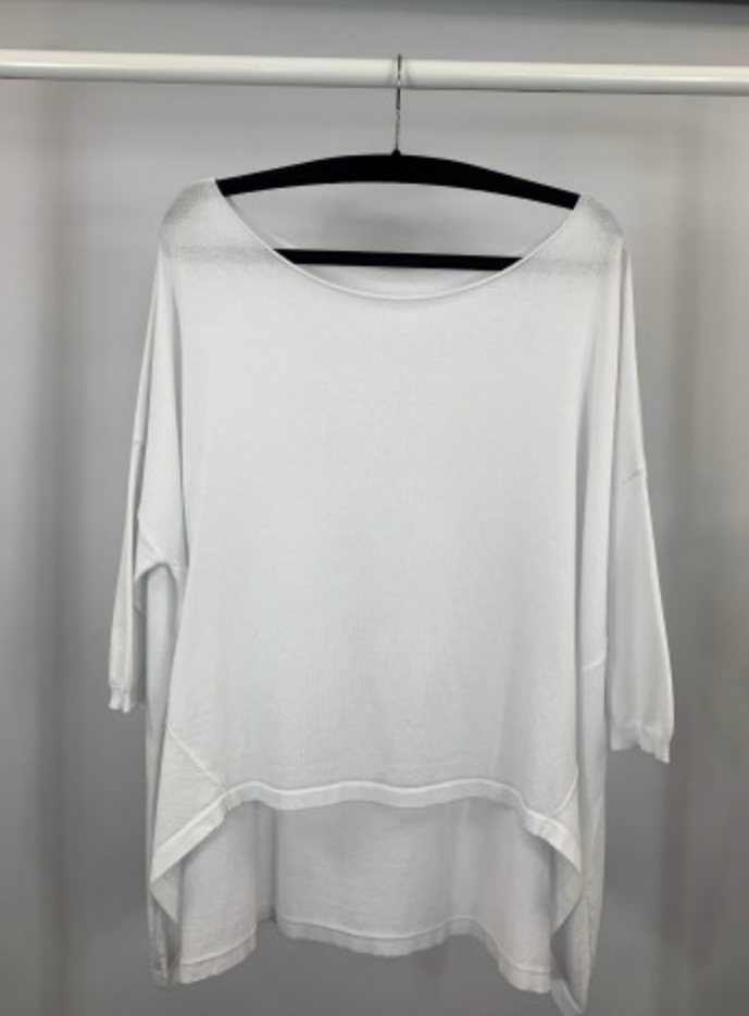 Malissa J Linen Knit 3/4 Sleeves Top White | Fizzy Fox Ripley