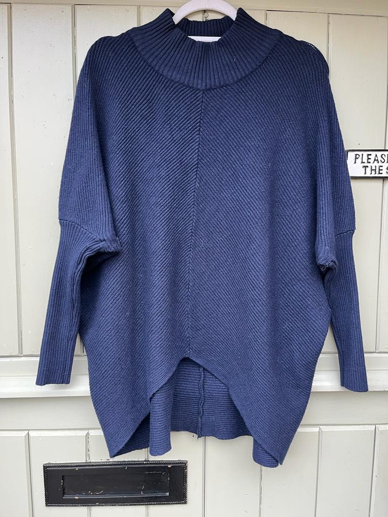 Dip Hem Tulip Jumper in Navy | Fizzy Fox Ripley