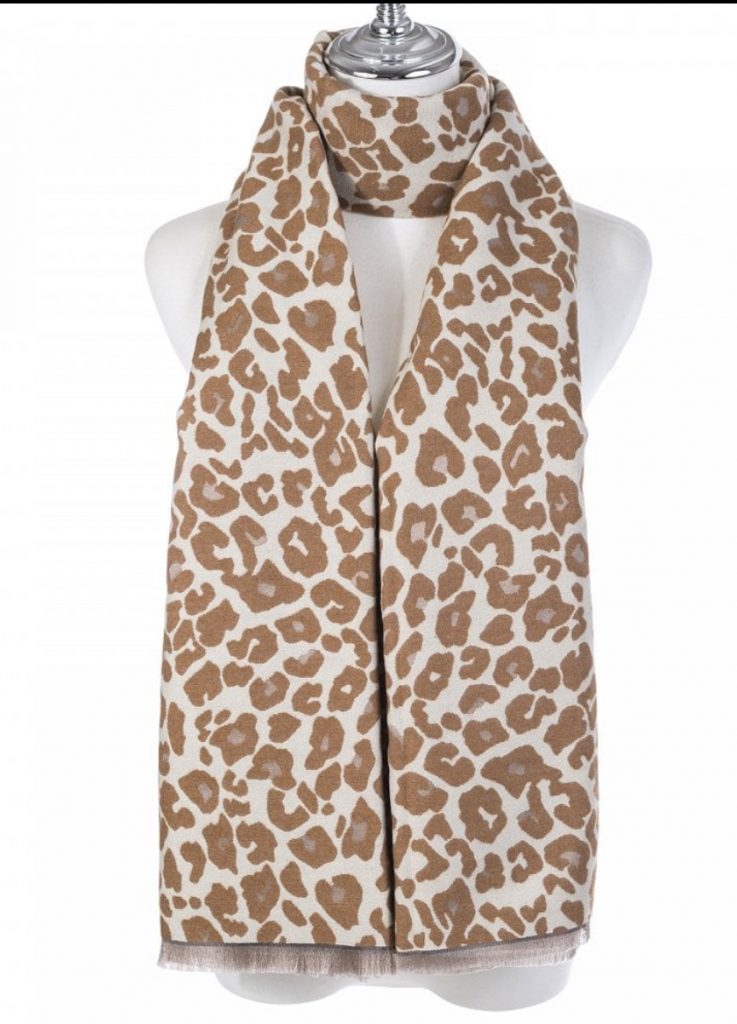 Iconic Leopard Print Scarf In Mocha/ Cream | Fizzy Fox Ripley